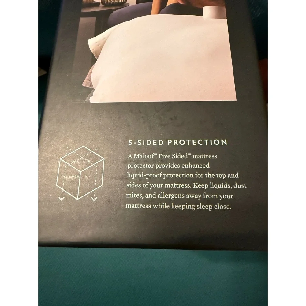 Malouf Five Sided Queen Mattress Protector Waterproof Hypoallergenic Deep Pocket